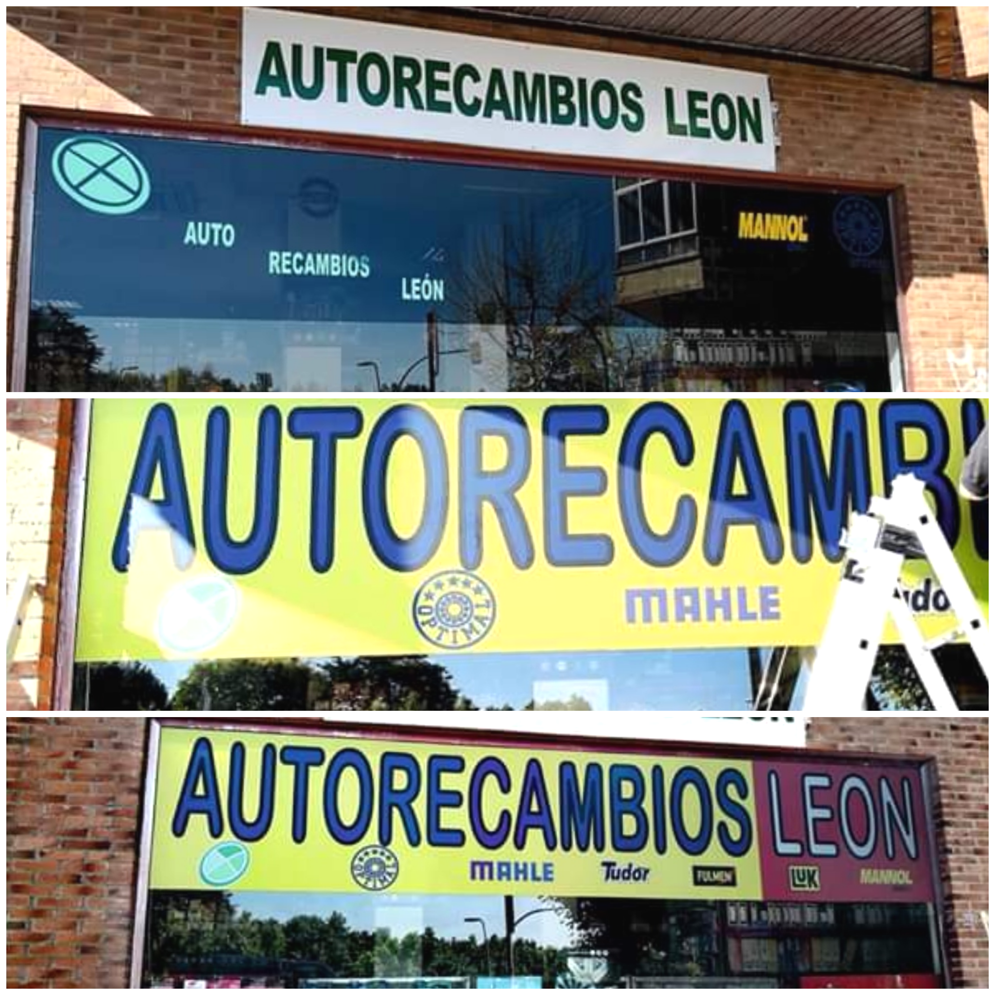 Cristalera de una empresa fondeada con vinilo impreso.